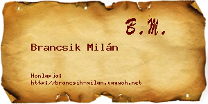 Brancsik Milán névjegykártya
